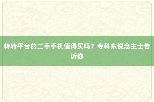 转转平台的二手手机值得买吗？专科东说念主士告诉你